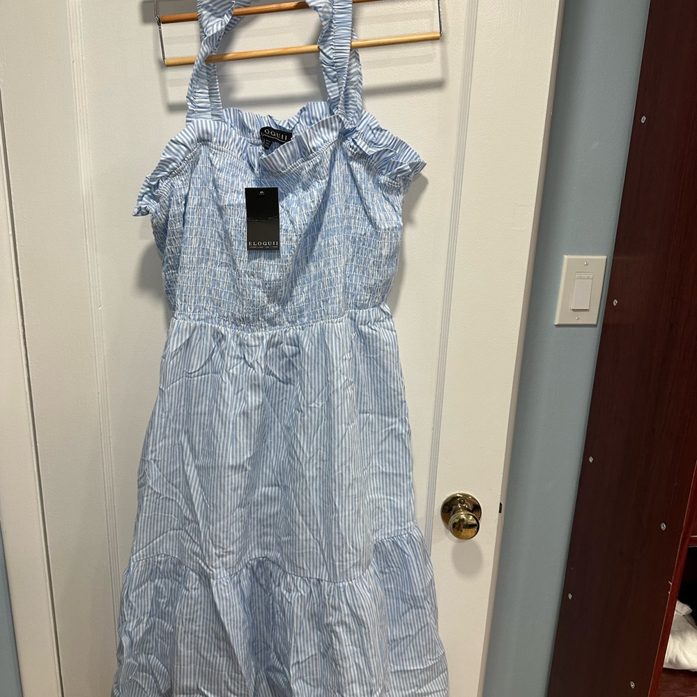 Blue Striped Sleeveless Dress